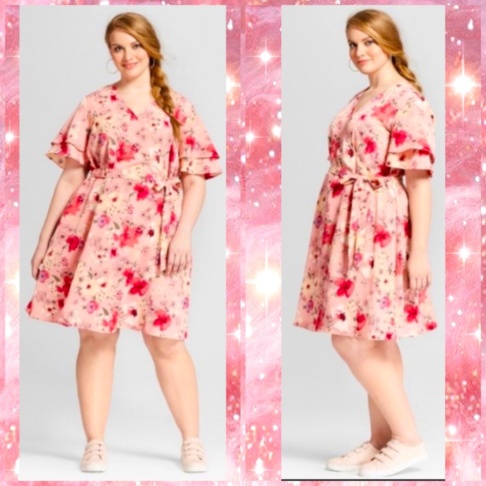 💙Ava & Viv pink Floral Dress 4X